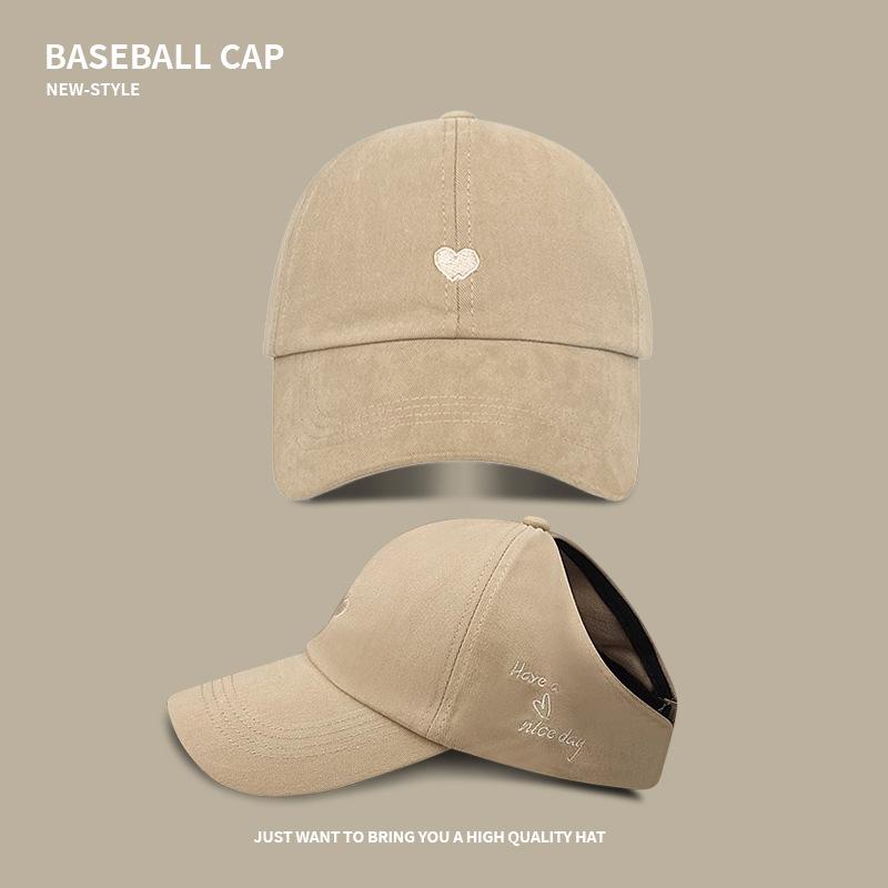 College style sweet and cool love embroidery ponytail empty top hat summer outdoor shading baseball cap student sports cap