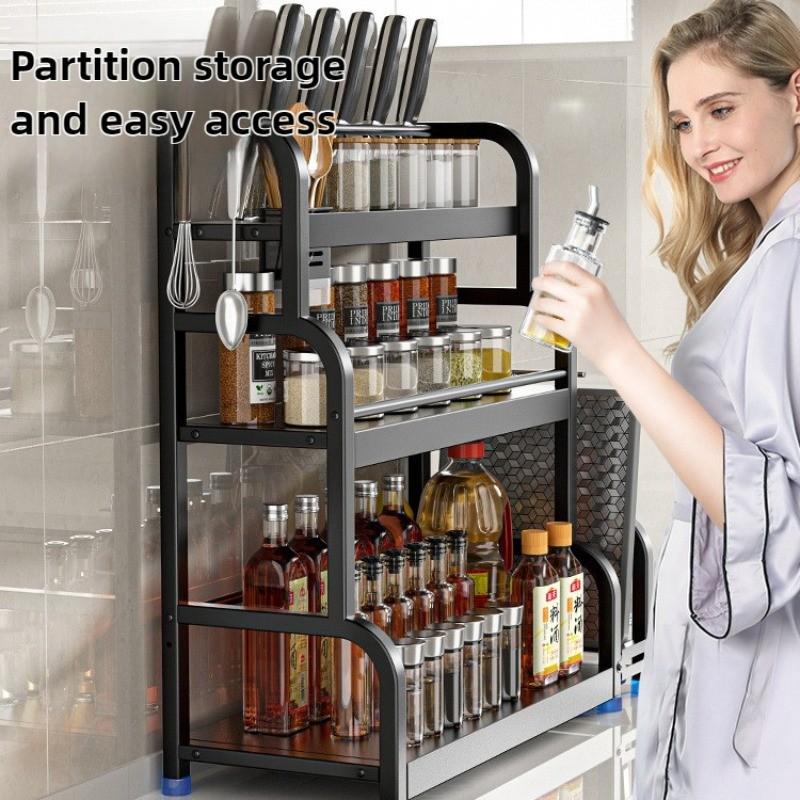 Multifunctional Seasoning Kitchenware Storage Holders Large Capacity Kitchen Seasoning Storage Rack Countertop