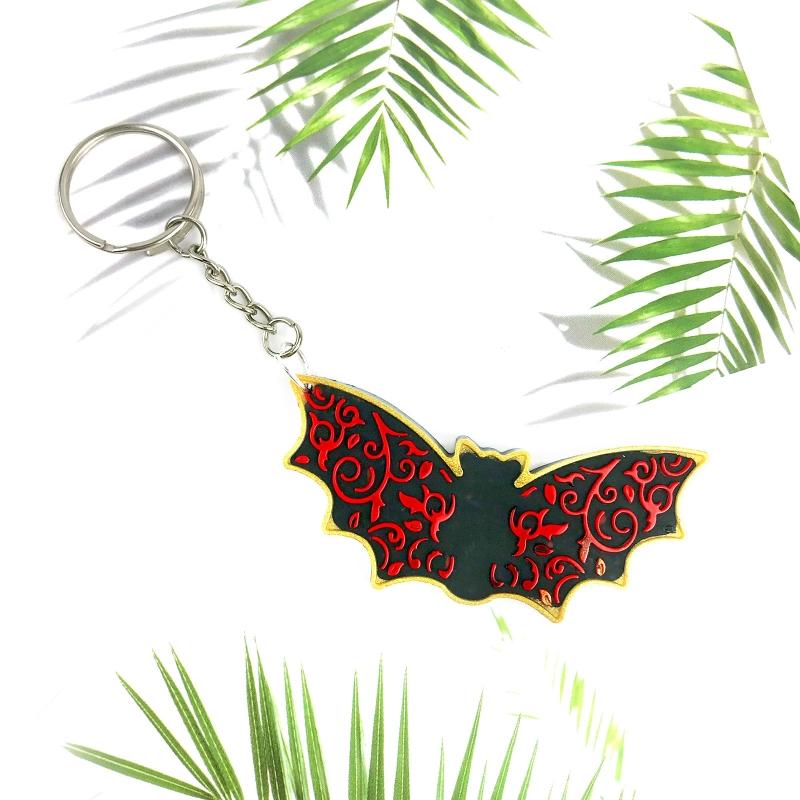 DIY Shiny Halloween Bat Keychain Silicone Mold with Hole for DIY Luggage Tag Resin Casting Mold Trinket Earring Pendant