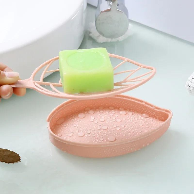 Bathroom Soap Dish Kit Leaf Shaped Soap Holder Drain Soap Box Bathroom Accessories Bathroom Supplies Tools and Measuring Scales