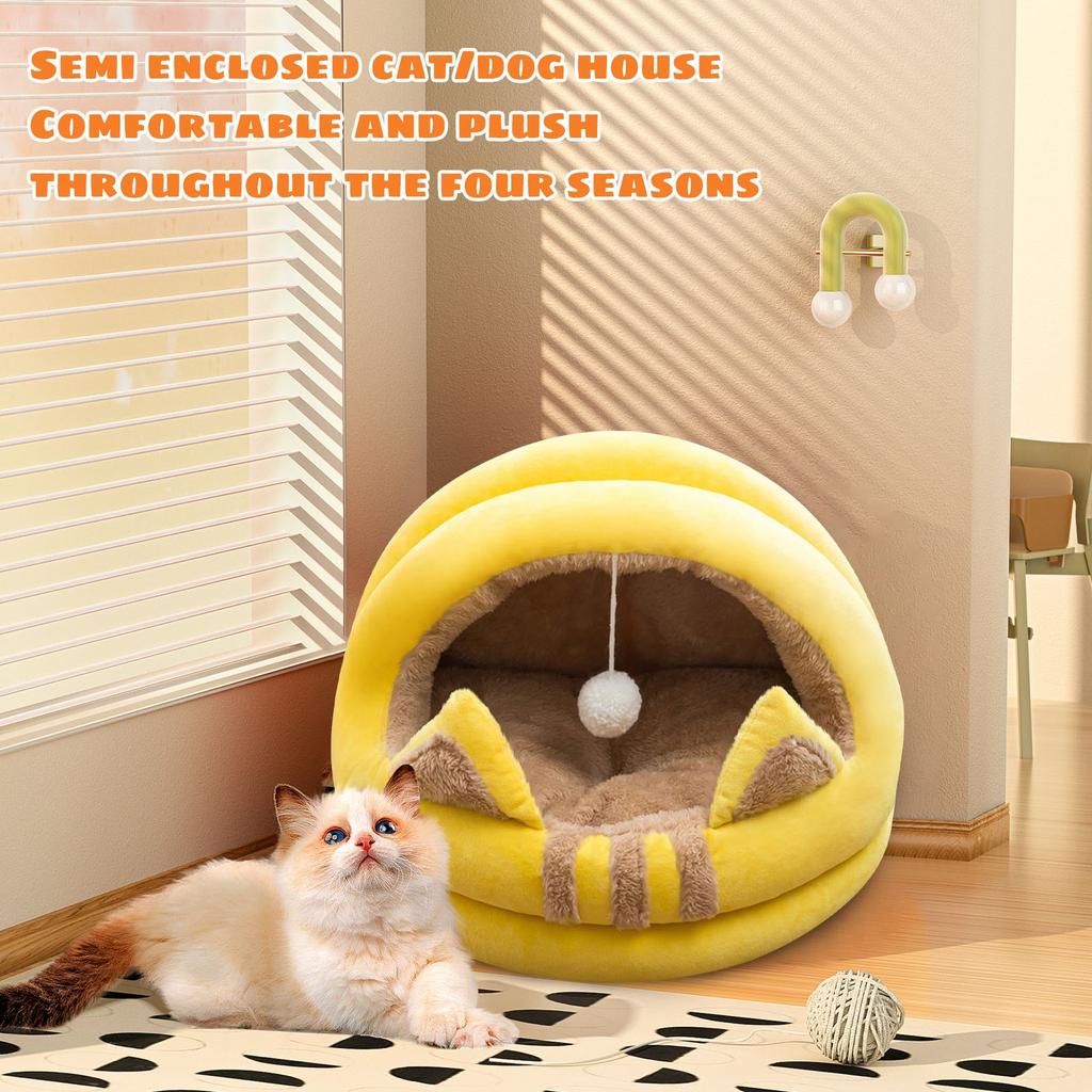 Łóżko Półzamknięte Łóżko Legowisko dla Psa Cztery Pory Roku Wygodne Pluszowe Legowisko dla Zwierząt Nie Można Rozebrać