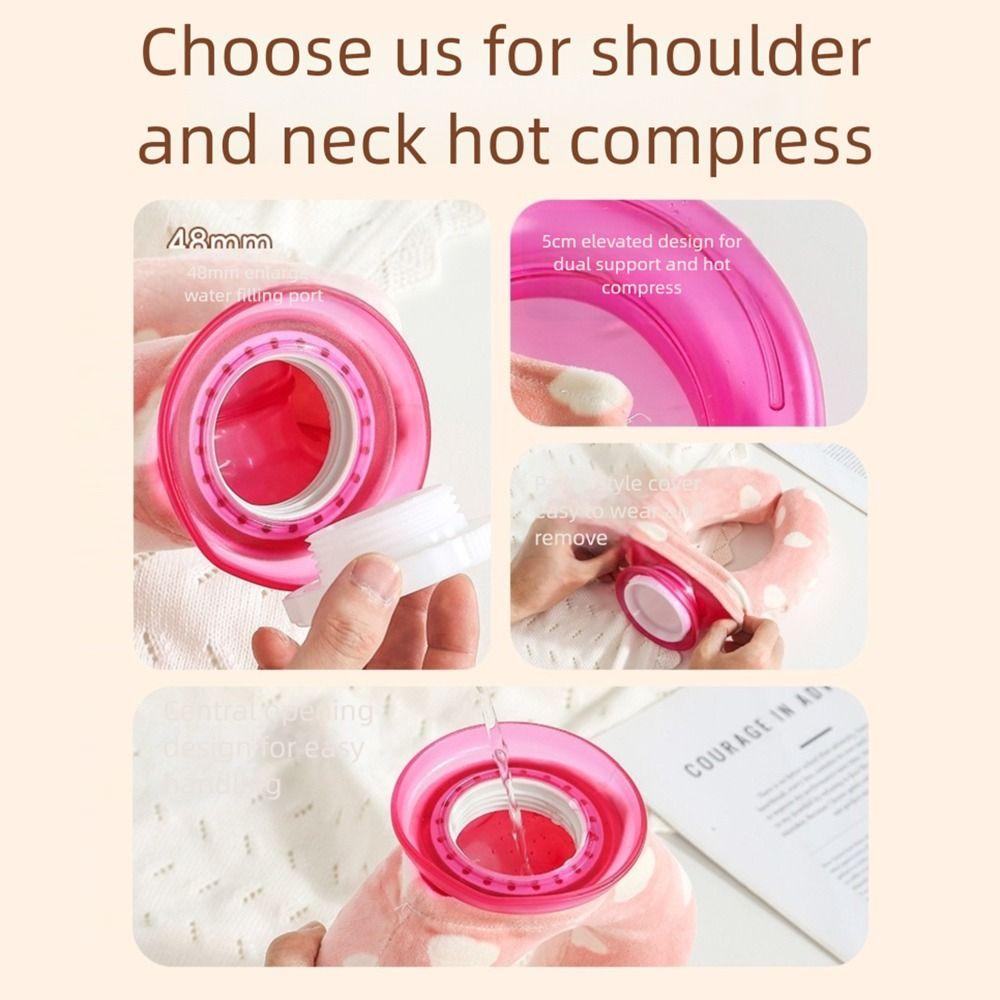 PVC Neck Hot Water Bag Reusable U-shaped Icy Cooling Neck Bag Knitted Cover Neck-hanging Neck Support for Home&Office Use