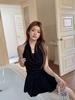 2026 Dark Elf Black Lace Halter Neck Sexy Two-Piece Dress - Women's Spring/Summer Collection