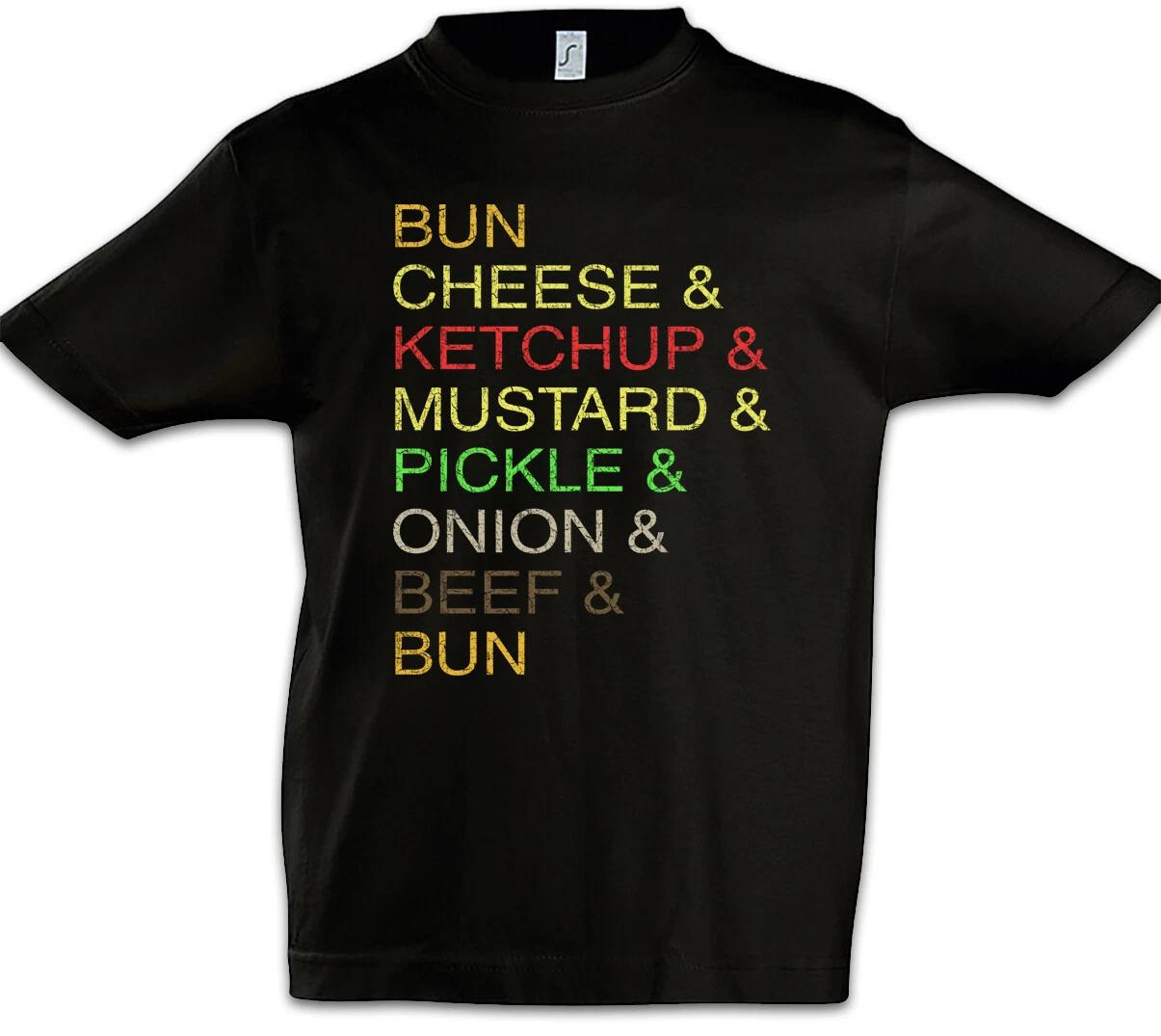 BBQ & Kids Boys T-Shirt Barbecue Grill Chef Burger Bun Ketchup Hamburger Fun 130