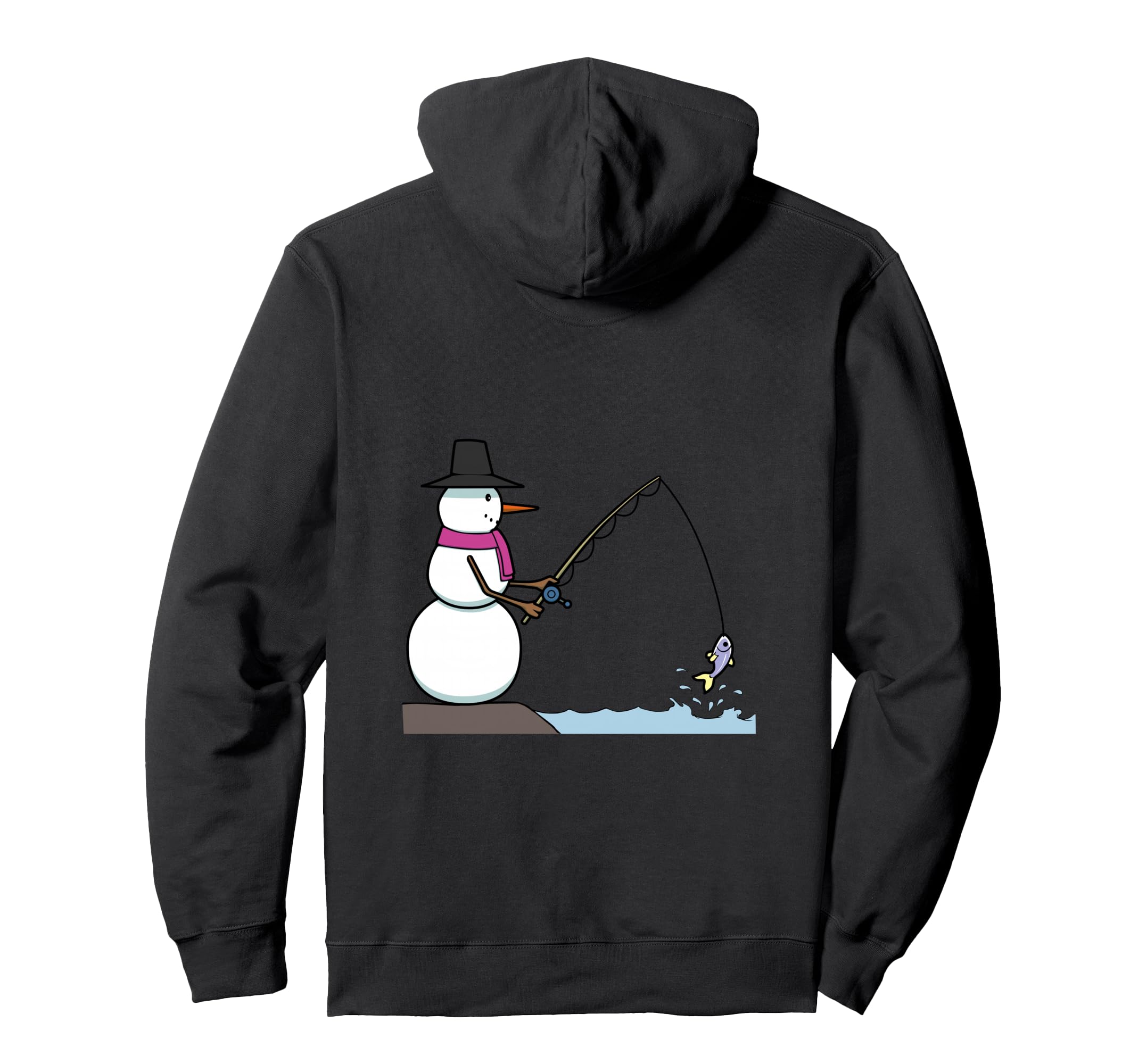 

Cool Fishing Snowman Cartoon Angler Hoodie чёрный