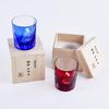 FONYUHUA Cut Glass Rock Glass - Stylish Crane and Chrysanthemum Pattern - Comes in a Paulownia Wood Box - Suitable for Alcohol, Sake, Beer, Whiskey -