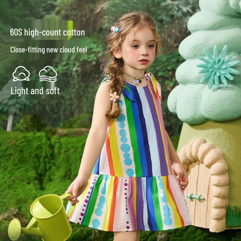 ASK JUNIOR Girls  Summer Striped Sleeveless Dress 130