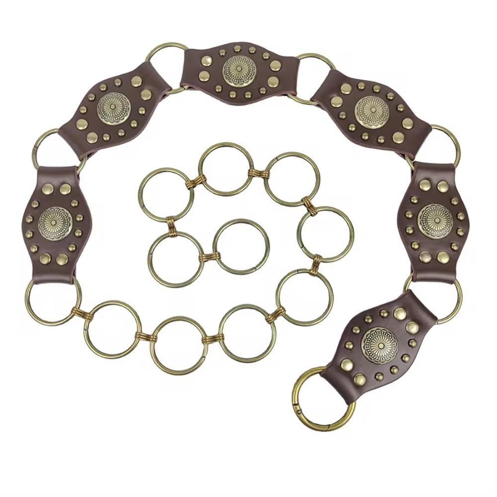 Luxury Design Punk Waistband Trendy Waist Strap Women Rivet Leather Belt