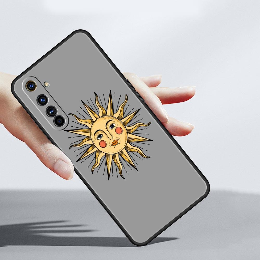 Funny Sun Moon Angel Eyes Phone Case For Realme 10 9 8 5G 7 6 GT2 Pro Plus 9i 8i C21 C11 C25 C35 GT Neo 2 3 3T Soft Black Cover
