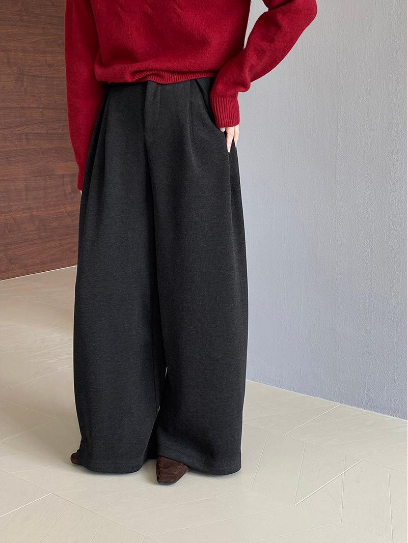 

Женские зимние шерстяные брюки с высокой талией Jiangzuo: На бархатной подкладке, устойчив к морщинам, облегающий крой, утолщенная драпировка (Модель 6152) Large