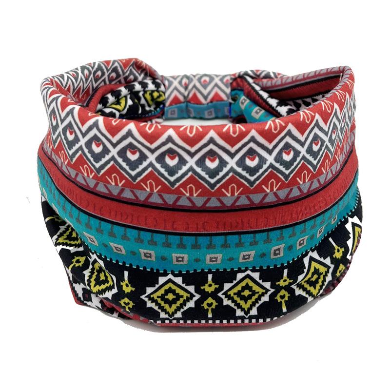 European American Women's Hair Band African Print Pattern Wide Edge Elastic Knot Sports Yoga Headband Women's Headwear Hair