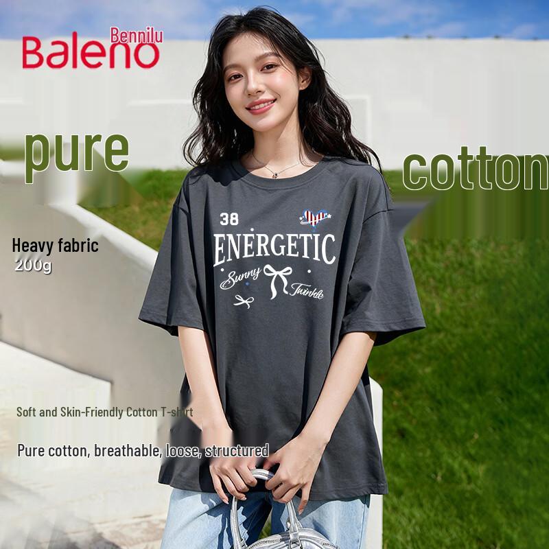 Baleno Women s Pure Cotton Heart Letter T-Shirt M