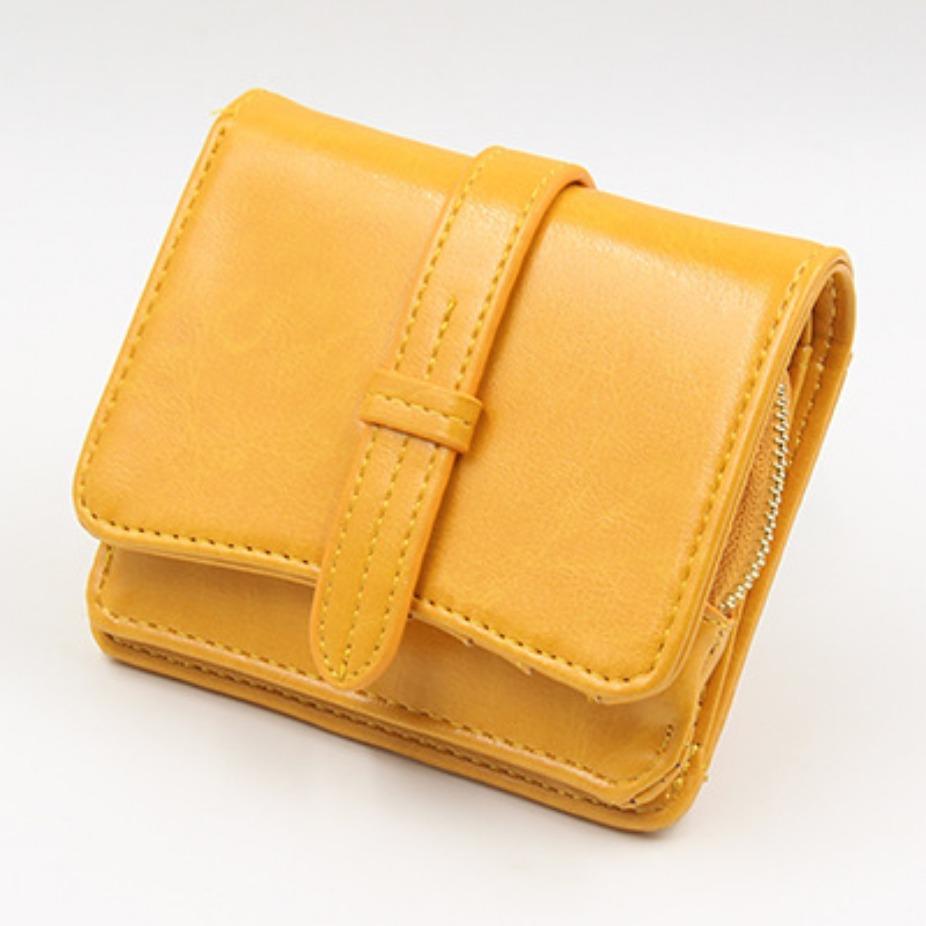 

Женский кошелек короткий ретро кожа с масляной восковой пропиткой затягивающийся шнур пряжка женский маленький кошелек жёлтый