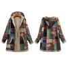 Women Overcoat Keep Warm Hooded Polyester Ethnic Pattern Winter Coat for Daily Wear