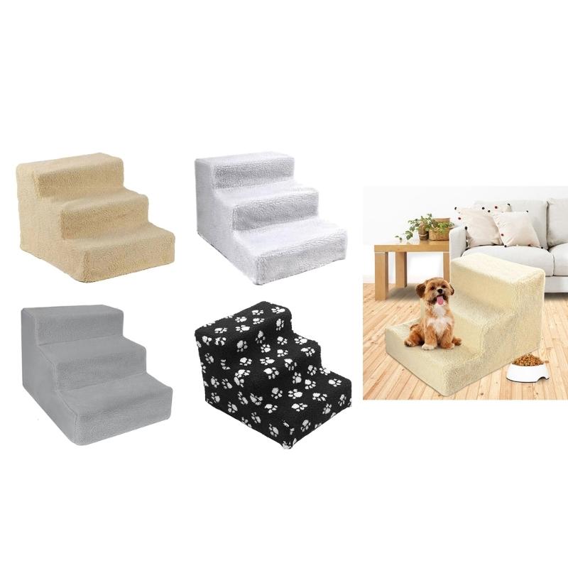 3 Tiers Pet Ramps Ladder for Bed or Sofa Small Body Pets and Old Dogs and Cats Easy To Carry Non-Slip Dog Stairs