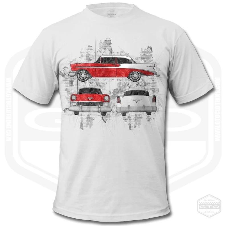1956 Bel Air T-Shirt Men Sketch Classic American Car Fan Art L