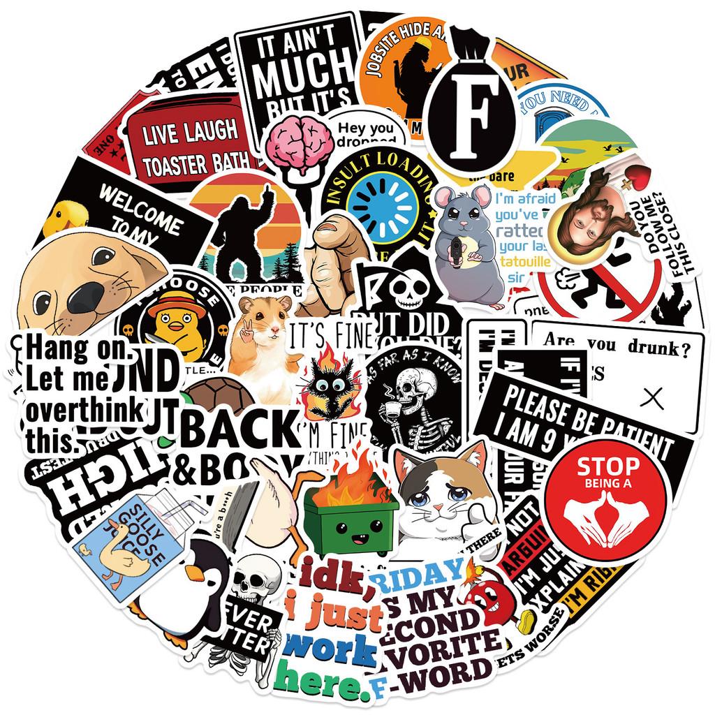 50 Pieces Cartoon Prank Meme Graffiti Stickers - Waterproof PVC DIY Decals for Guitars, Phone Cases & Water Cups