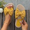 Outdoor Large Size One-character Women's Hemp Rope Bottom Large Flower Fashion Casual Outer Wear Flat Slippers