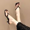 European and American Fashion Toe Slippers Women's Outer Wear 2025 Summer New Square Head Thin Heel High Heel Flip-flops Women