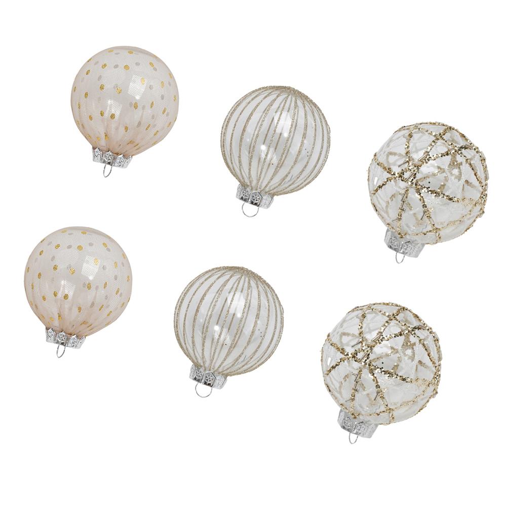 Zestaw 6 bombek choinkowych o średnicy 8 cm do dekoracji świątecznych i weselnych