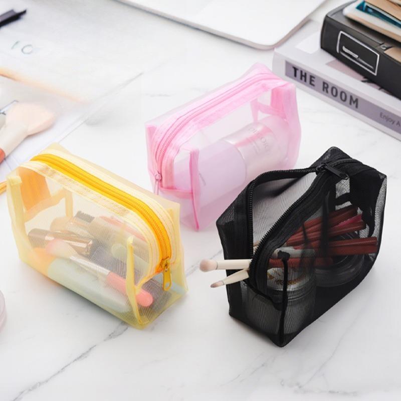 Nylon Mesh Cosmetic Bag Storage Lipstick Bag Earphone Data Cable Storage Bag Portable Travel Storage Bag