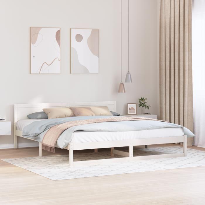 VidaXL Cadre de Lit Blanc Bois 200 x 200 cm Durable 873260