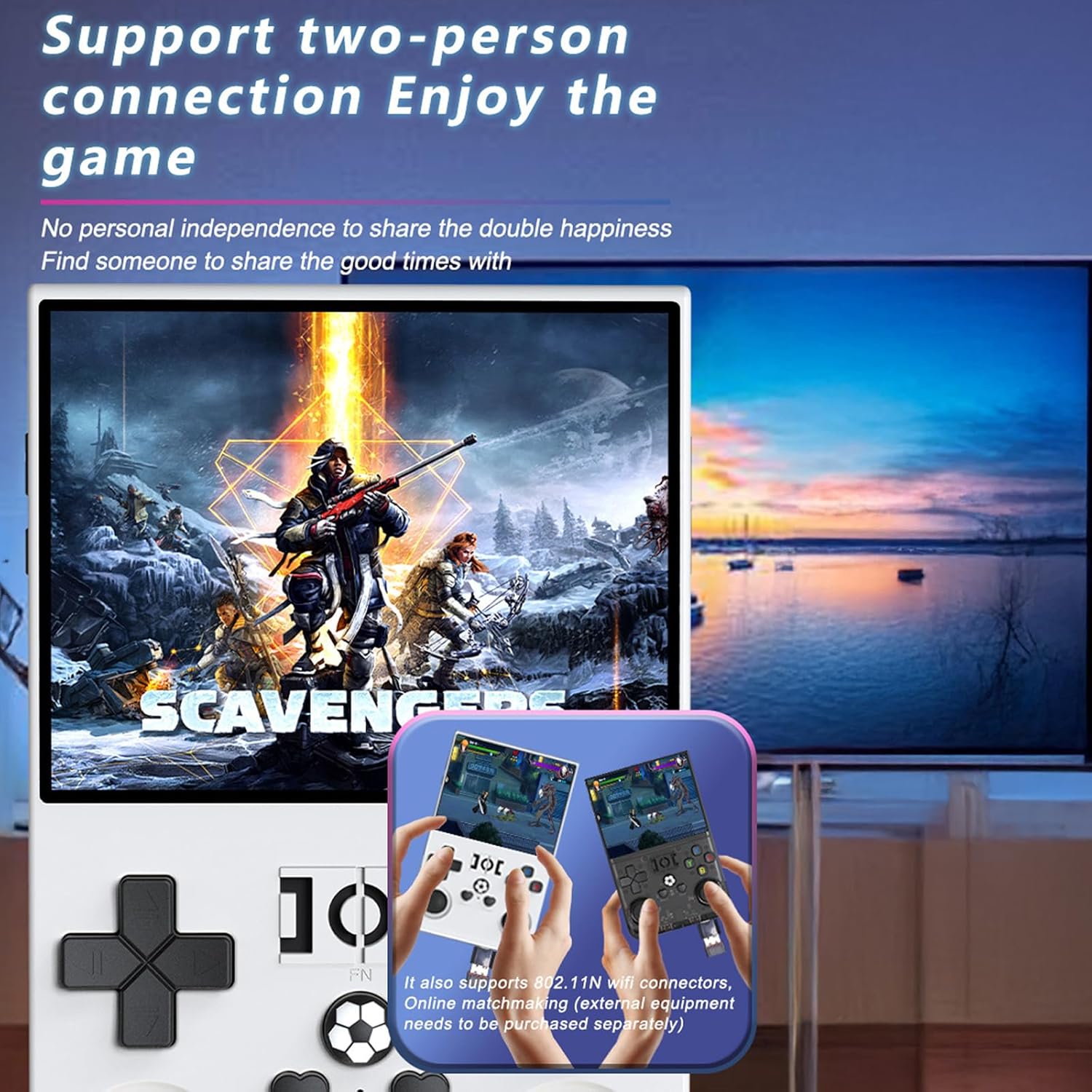 

r36pro Ретро портативная игровая консоль Система Linux Карта 128 ГБ 20000+ игр,Портативная ретро игровая консоль 3.5 IPS экран Поддержка 30+ эмуляторов (чистый Clear blue-128G