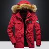 Wattierte Winterjacke mit Samt und verdickter, baumwollgefütterter Jacke für Herren, mittellange und große warme Baumwolljacke