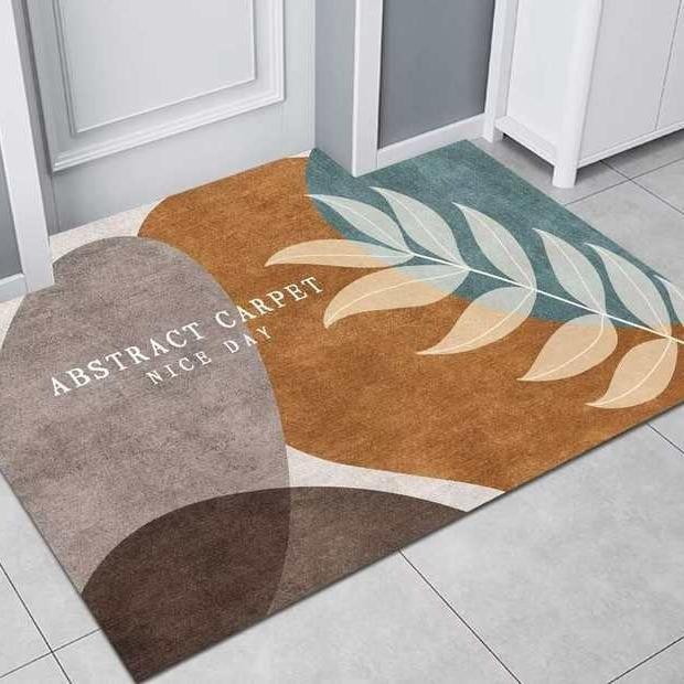 Plant Flower Crystal Velvet Mat Bathroom Absorbent Non-slip Mat Toilet Dirty Mat Entry Door Mat