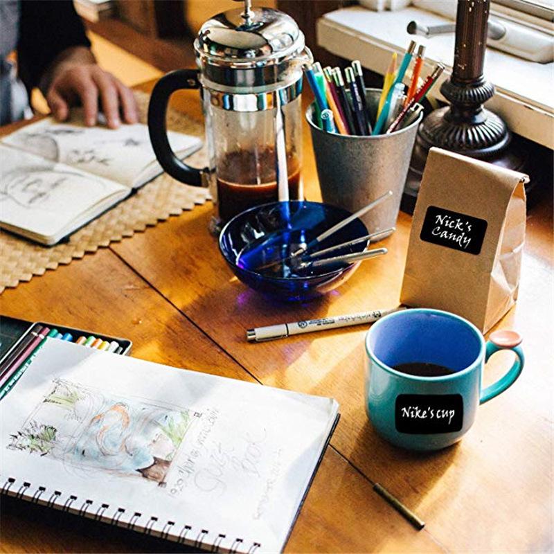 150pcs/Roll Black Board Stickers 5.5cm*3.5cm PVC Waterproof Removable Label Tag for Kitchen Home School Marker