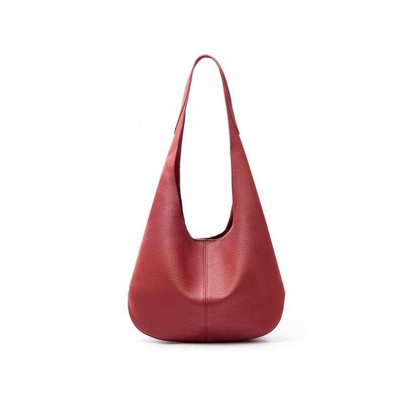 Shoulder bag women's armpit red versatile fashion first layer cowhide commuting sense large capacity women's tote bag