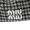 Excellent MIUMIU beret Houndstooth logo embroidery Gray wool Women L 5HC075 Used