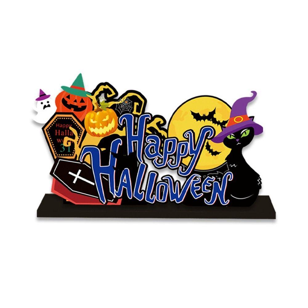 3D Halloween Wooden Ornaments Cute Halloween Decoration Props Ghost Desktop Ornament  Office