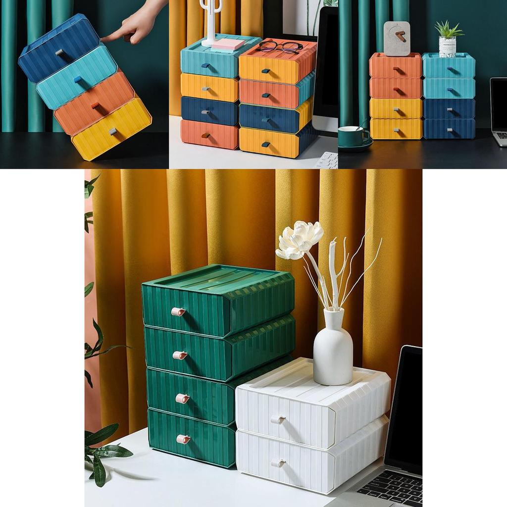 Durable Desktop Organizer Storage Box With Mini Drawer For Cosmetics And More