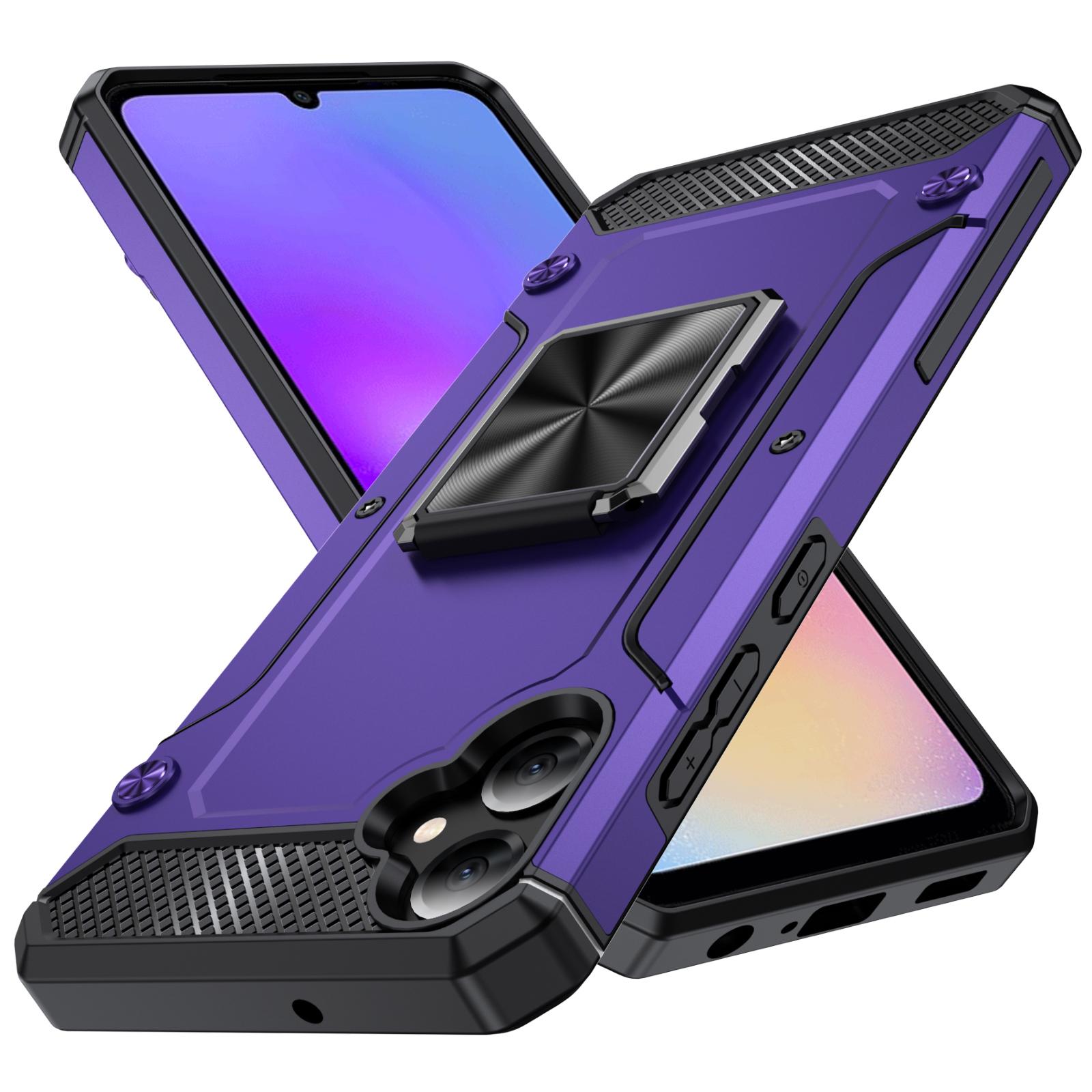 

For Samsung Galaxy A05 4G Case Anti-Drop PC+TPU Phone Cover with Kickstand Purple
