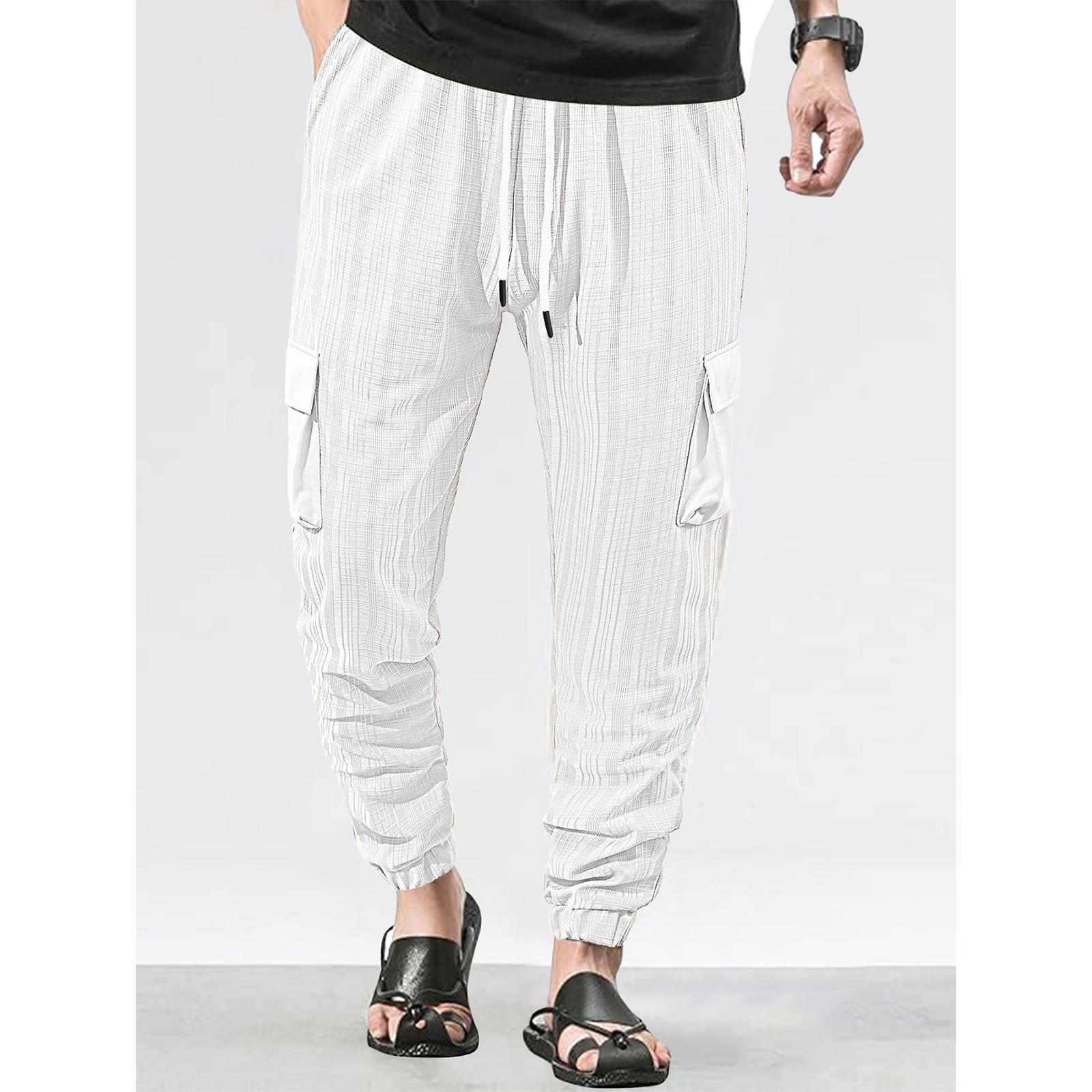 

Мужские спортивные брюки, свободные повседневные брюки на шнурке, рабочие брюки XL белый