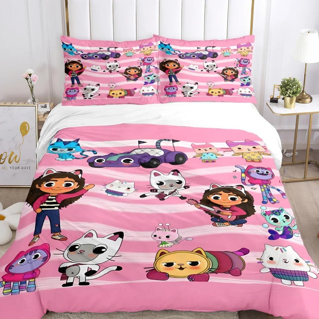 Comforter Gabby'S Dollhouse Bedding Set 3D Printed Suitable For Bedroom Kids Home Textile