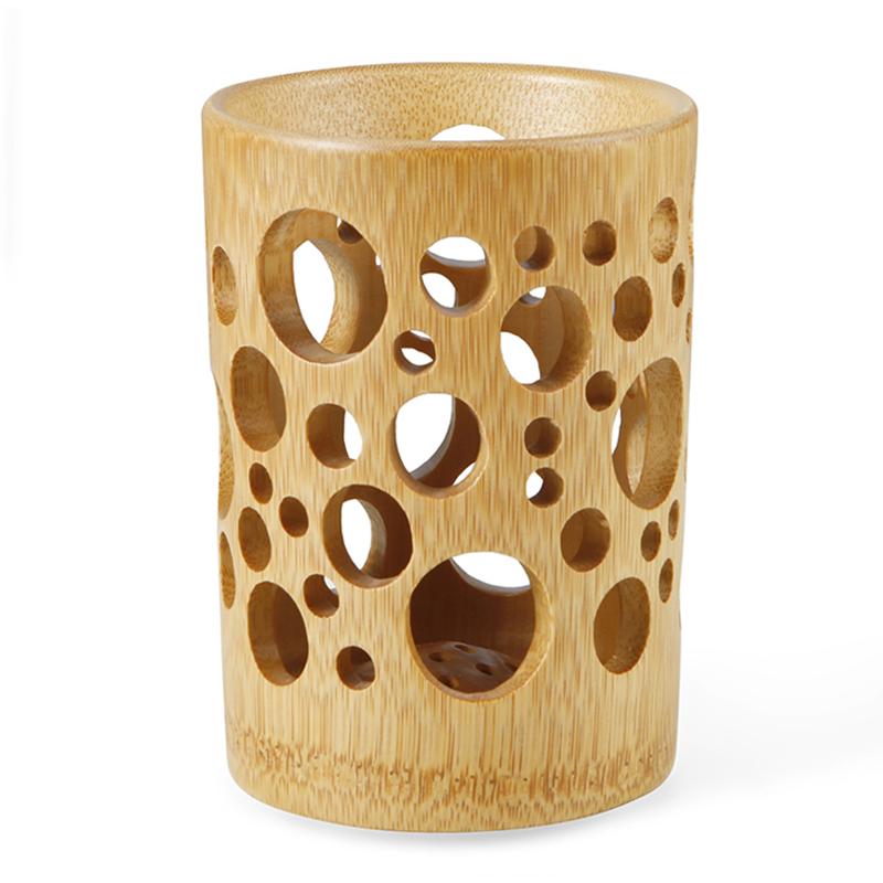 Creative Bamboo Organizer Toothbrush Holder Hollow Storage Case for Cosmetic Brush Tableware Stationery Home Decoration