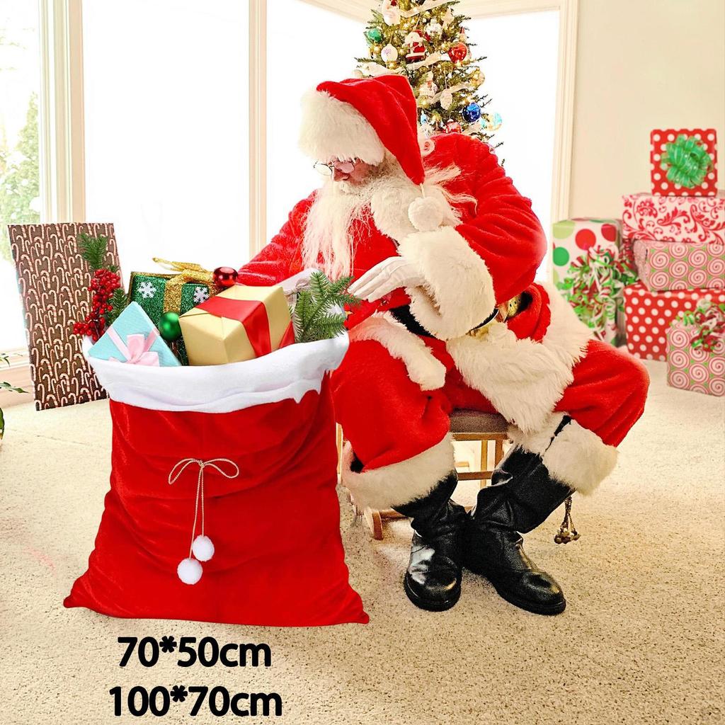 Christmas Drawstring Gift Bag Large Pouch Party Supplies Storage Xmas Sack for Wedding Travel Family