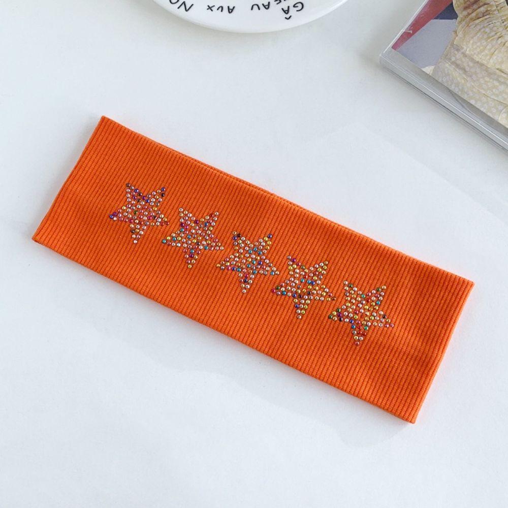 Non Slip Rhinestone Star Headband Elastic Stretchy Sweatband Y2K Knit Hair Band Daily Wear