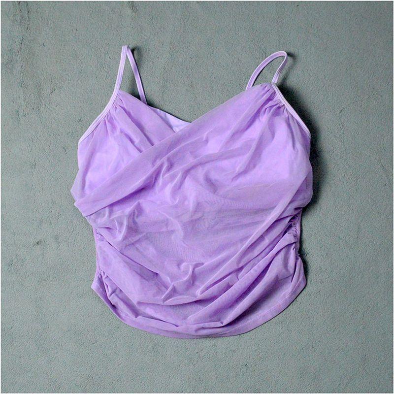 

Женский профессиональный жилет для йоги из шифона с нагрудной подушечкой, на бретелях, из вуали, быстросохнущий, дышащий, одежда для пилатеса, фитнеса, спорта Light purple (defective, specials) L