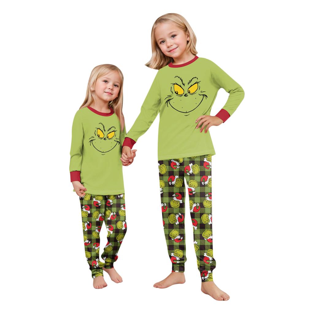 Christmas Print Cute Family Set Pajamas, Home Clothes, Family Set Long Sleeve Top Pants Set