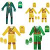 Fajny Zestaw Ubrań na Cosplay dla Dzieci w Stylu Ninjago z Rękawicą, Kapeluszem i Kombinezonem