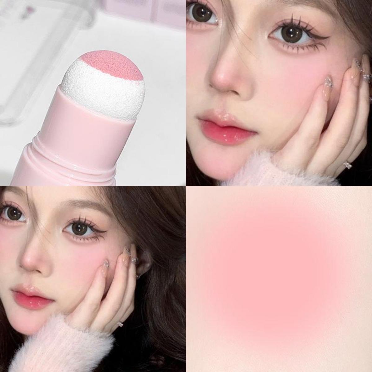 

COD 4 цвета Румяна Водонепроницаемая фиксированная головка Губка Удлиненная объемная губкаУниверсальная пудра-румяна-стик/подсветка матовая отделка