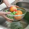 1pcs Stainless Steel Rice Washing Sieve Fine Mesh Basket Kitchen Colander Fruit Rinser Strainer Container Vegetable Washing Bowl