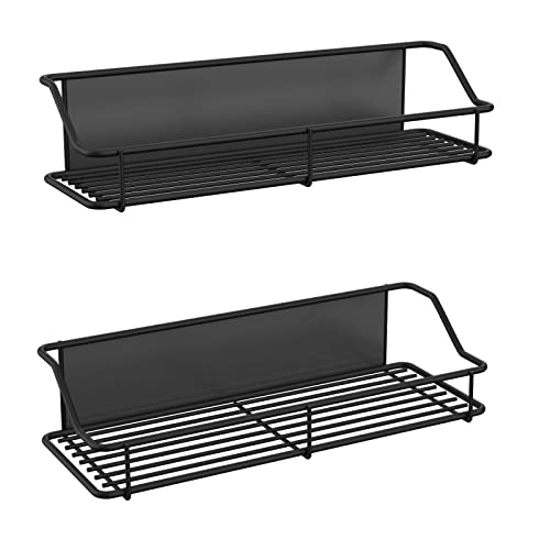 MENGMIANDAXIA Bathroom Rack, Bathroom Storage Rack, Washroom Rack, Bath Storage Rack, Condiment Rack, Kitchen Storage Rack - 2 Black Large (Magnetic)