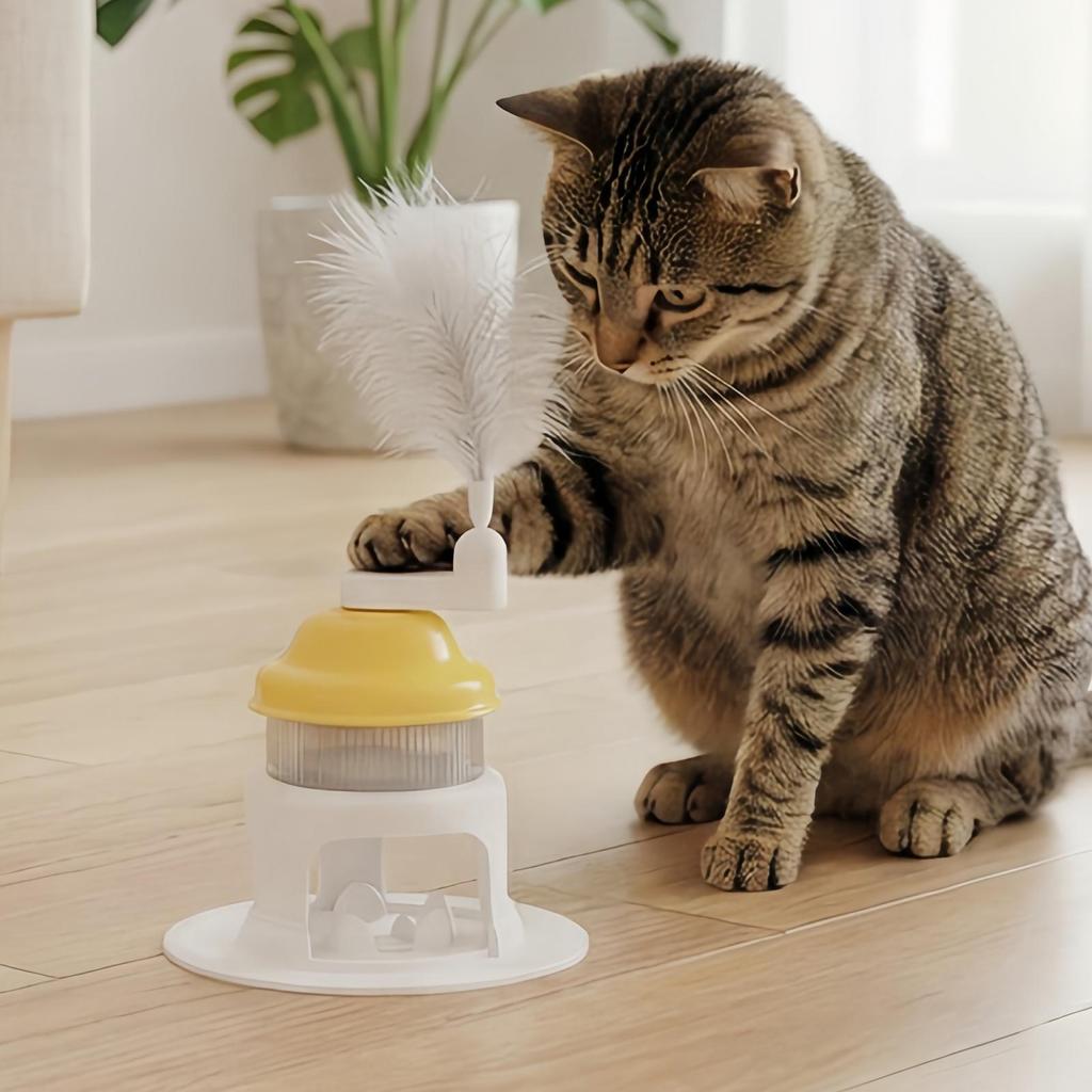 Cat Treat Dispenser Toy Interactive Food Dispenser Ice Shaver Shape Treat Puzzle Toys For Dogs With Teaser Wand For Puppy Kitten