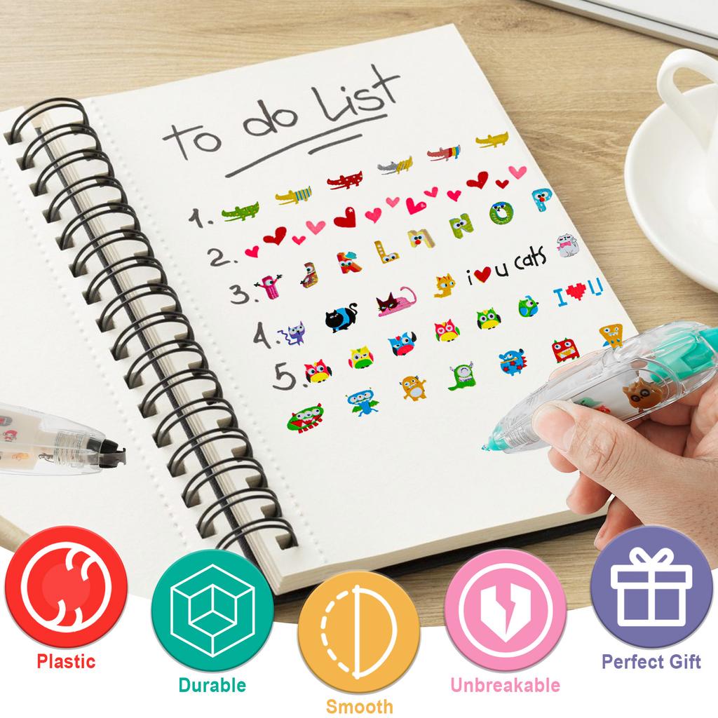 6Pcs Cute DIY Patterned Decorative Design Correction Tape Decorative Pen for Decorating Diarie Office School Stationery Supplies