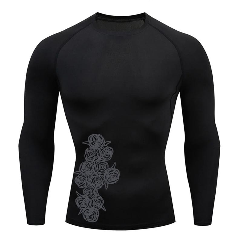Graphic Long Sleeve Compression Shirt for Men Athletic Quick Dry Workout Running Tshirts Tops Spring Fall Baselayers Undershirts S