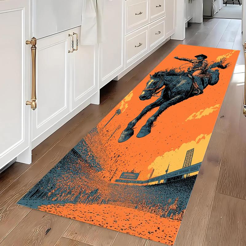 

Western Cowboy Runner Rug Vintage Home Decor Hallway Carpet Soft Non-slip Floor Mat for Corridor Living Room Bedroom 40X120CM